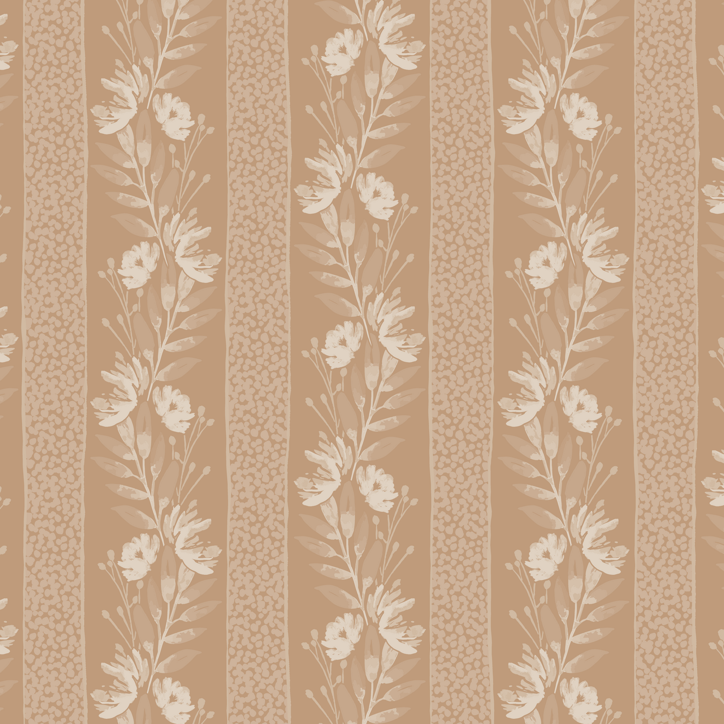 Floral Stripe Wallpaper | Sand & Natural