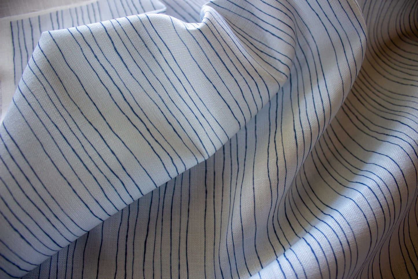 Inky Pinstripe Fabric | Blue