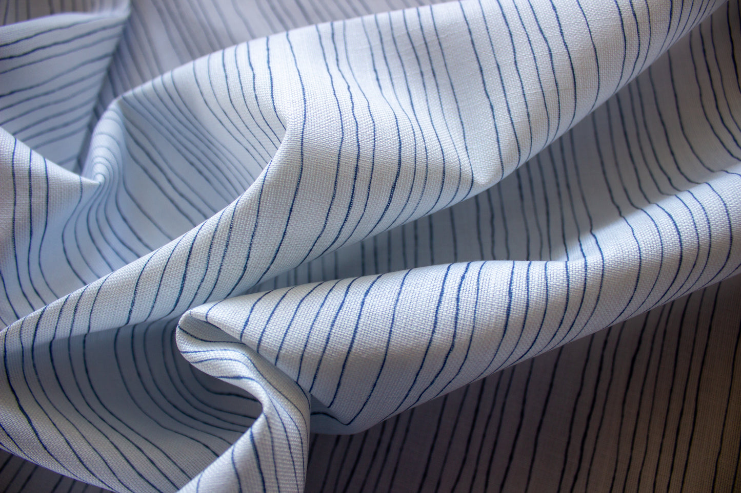 Inky Pinstripe Fabric | Blue