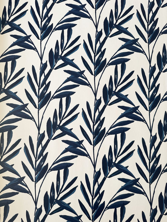 Botanical Wallpaper | Indigo and Cream