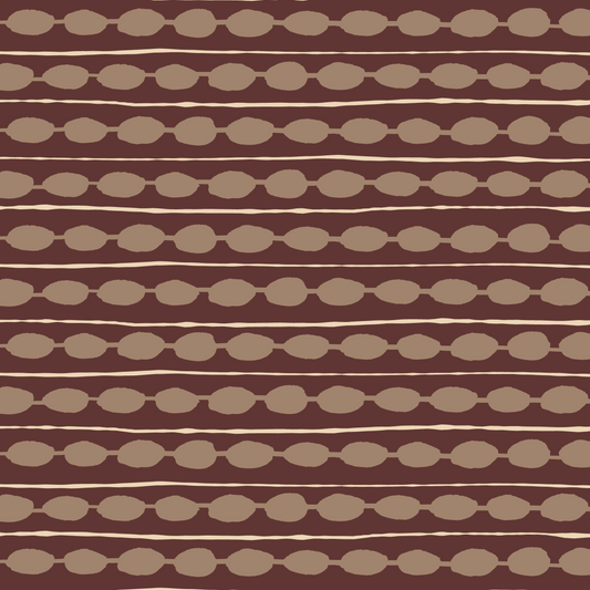 Dotted Stripe Fabric | Plum & Taupe