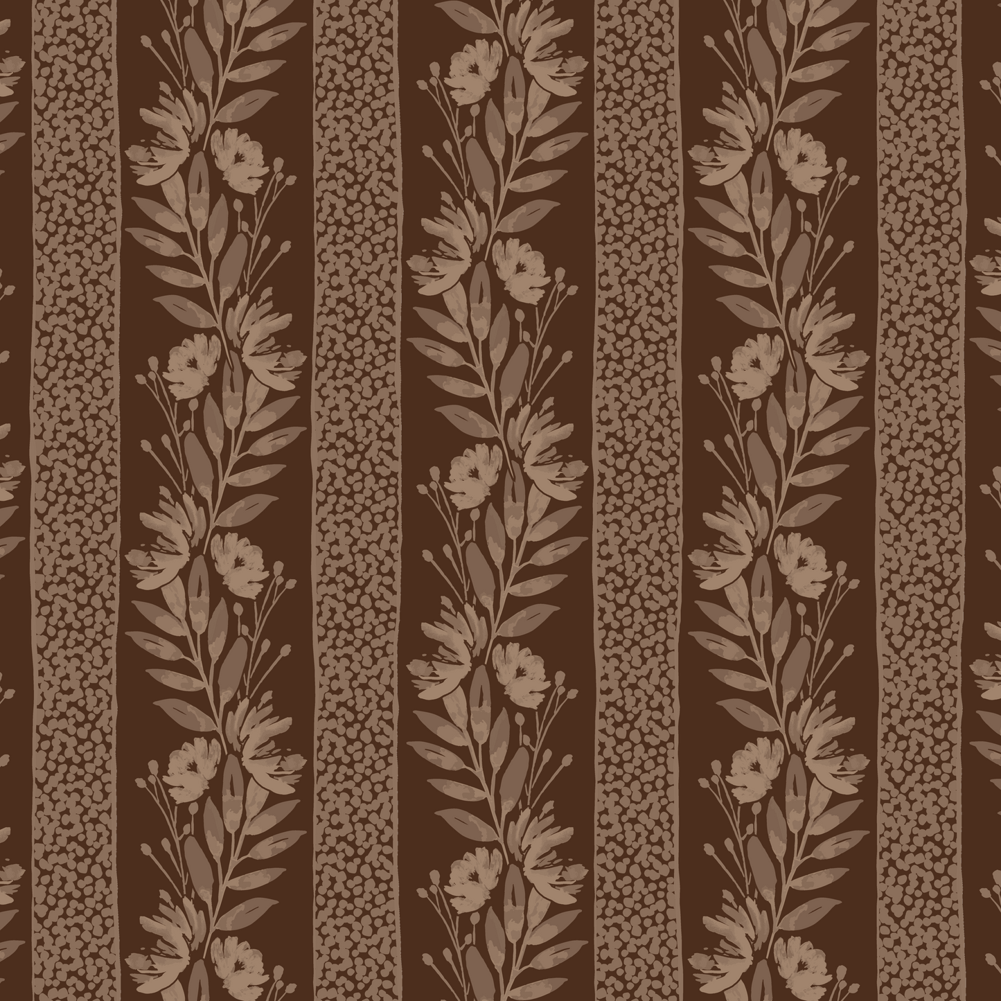 Floral Stripe Wallpaper | Espresso & Taupe