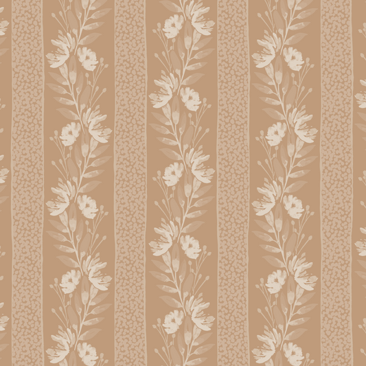 Floral Stripe Fabric | Sand & Natural