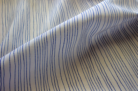 Inky Pinstripe Fabric | Cobalt