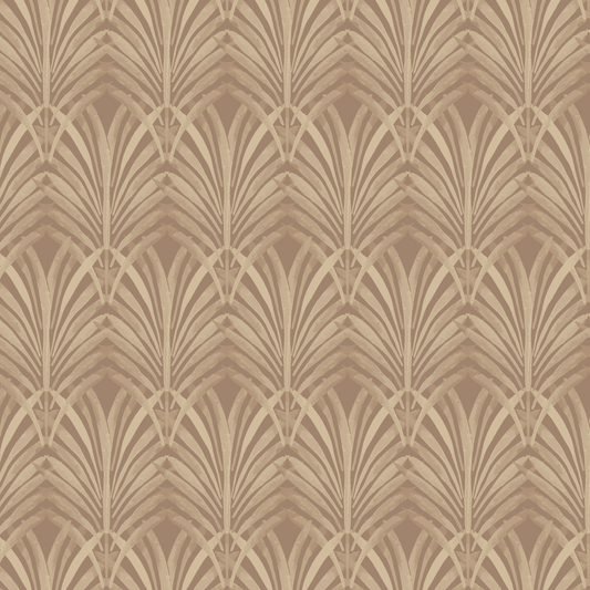 Palm Arch Fabric | Taupe & Cream